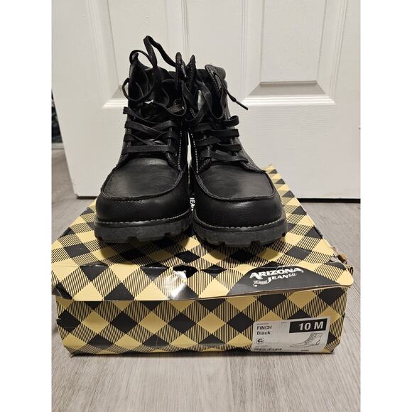 Arizona Jeans Men’s Black Moc Toe Boot Size 10 Ankle Boot Casual Lace Up